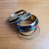 Conjunto de pulseiras indianas 15 peças preto e color floral