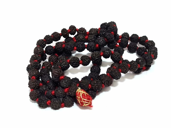 Japamala raro de Black Rudrakshas 108 contas com sementes de 6mm