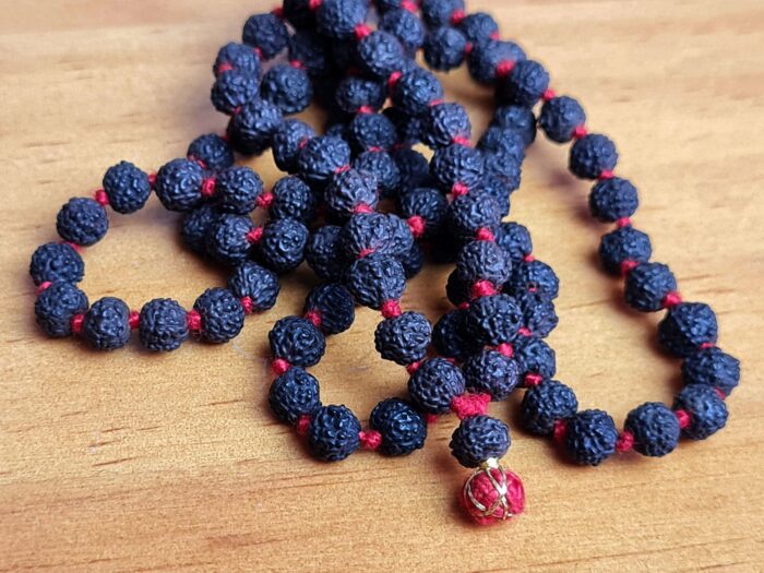 Japamala raro de Black Rudrakshas 108 contas com sementes de 6mm