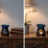 Rechaud Difusor a base de vela em porcelana preto e azul