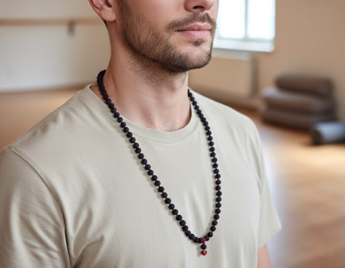 Japamala raro de Black Rudrakshas 108 contas com sementes de 6mm