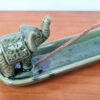 Incensário cabeça de elefante régua em porcelana verde