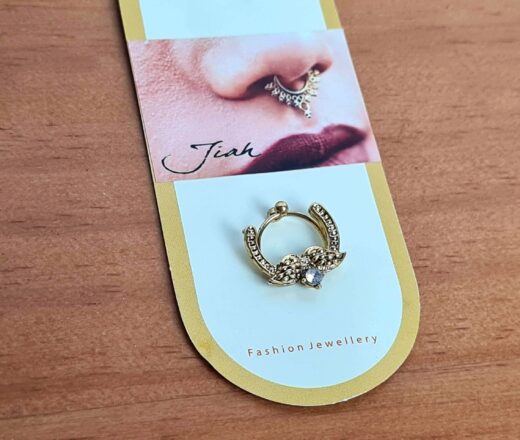 Nose ring floral dourado com pedras strass II