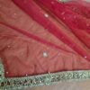 20241126_163743 Dupatta vermelha e dourada de noiva com bordados pompons e barrado luxuoso