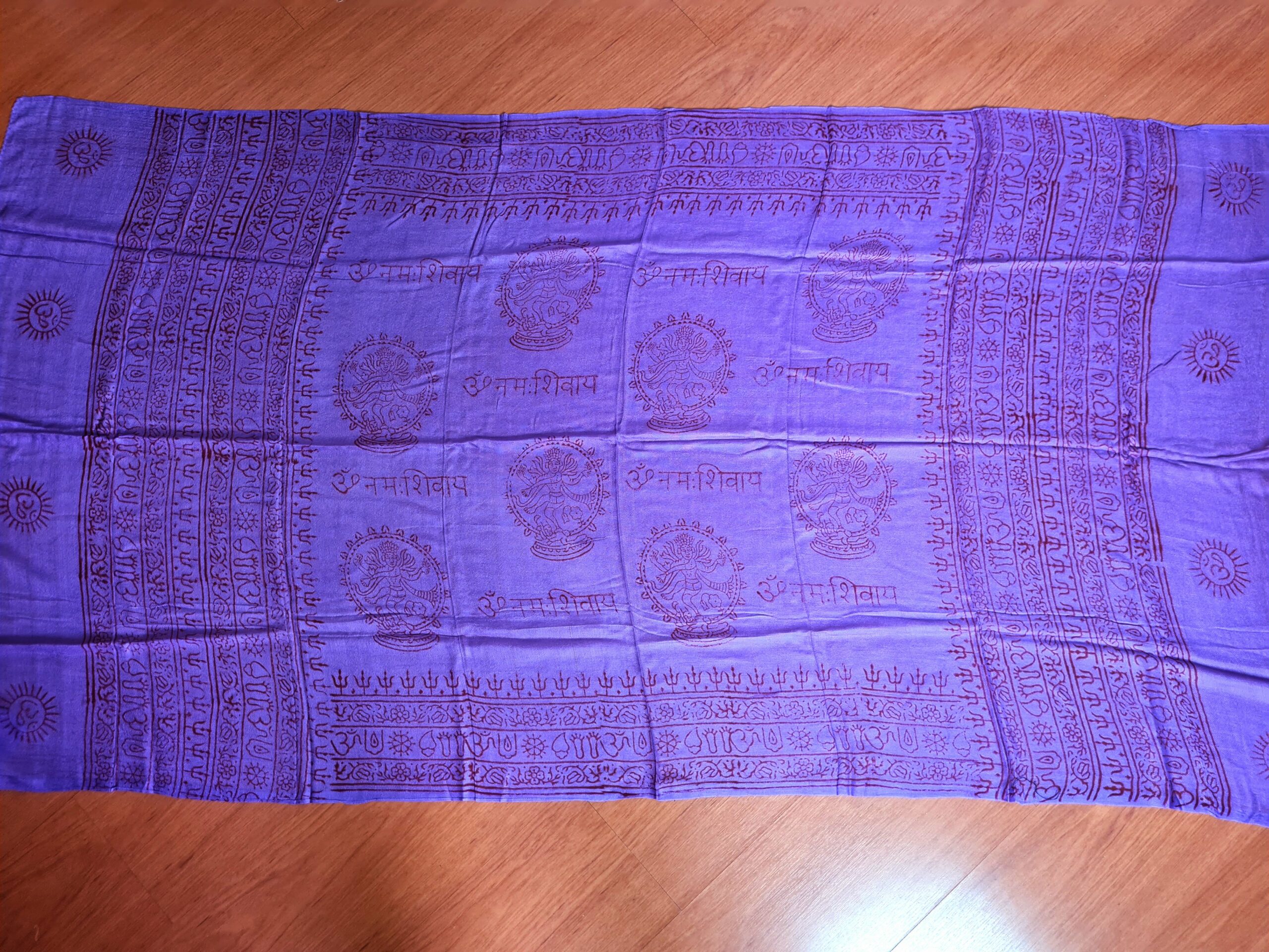 Chadar indiano (manto de oração) de Shiva Nataraja roxo