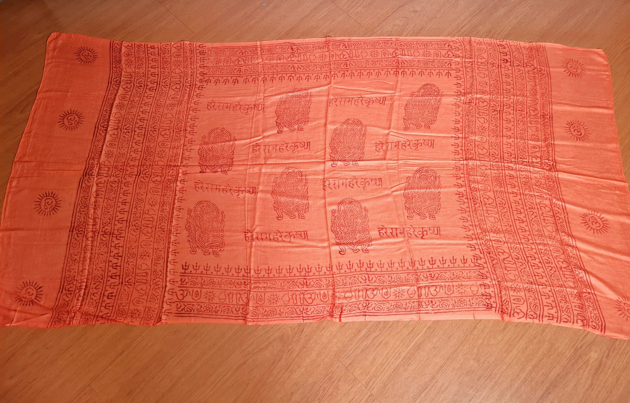 Chadar indiano (manto de oração) de Ganesha laranja