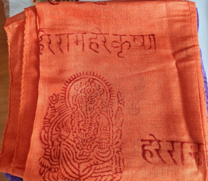 Chadar indiano (manto de oração) de Ganesha laranja