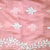 Dupatta rosa antigo com bordados florais