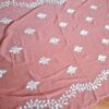 Dupatta rosa antigo com bordados florais