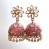 Brinco indiano Meenakari Jhumka sino floral rosa antigo