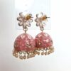 Brinco indiano Meenakari Jhumka sino floral rosa antigo