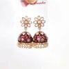 Brinco indiano Meenakari Jhumka sino floral vermelho rubi