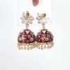 Brinco indiano Meenakari Jhumka sino floral vermelho rubi