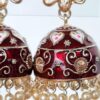 Brinco indiano Meenakari Jhumka sino floral vermelho rubi