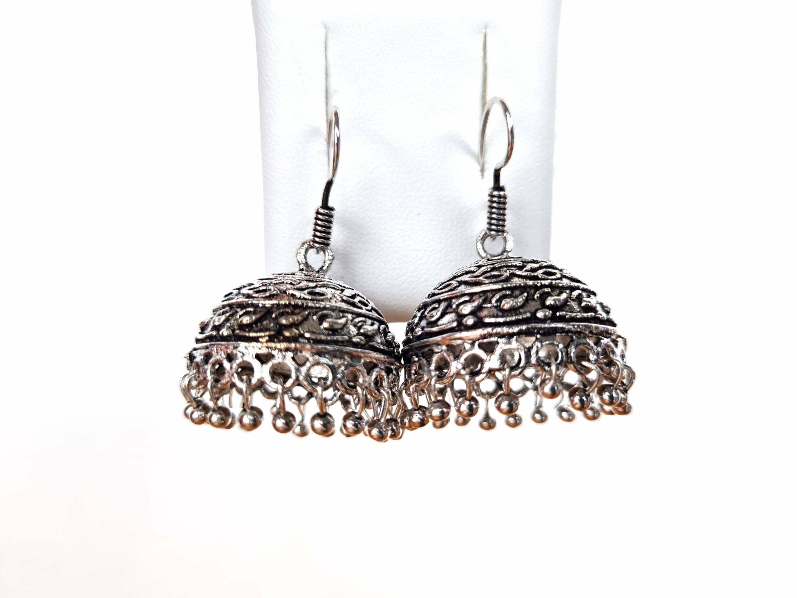 INDIAN Brinco indiano design Jhumka prateado sino médio – Bazar Indiano