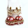 Brinco indiano Meenakari Jhumka vermelho e marinho design pavão