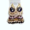 Brinco indiano Meenakari Jhumka marinho e rosa design pavão