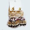 Brinco indiano Meenakari Jhumka marinho e rosa design pavão