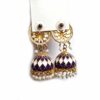 Brinco indiano Meenakari Jhumka marinho e creme design pavão