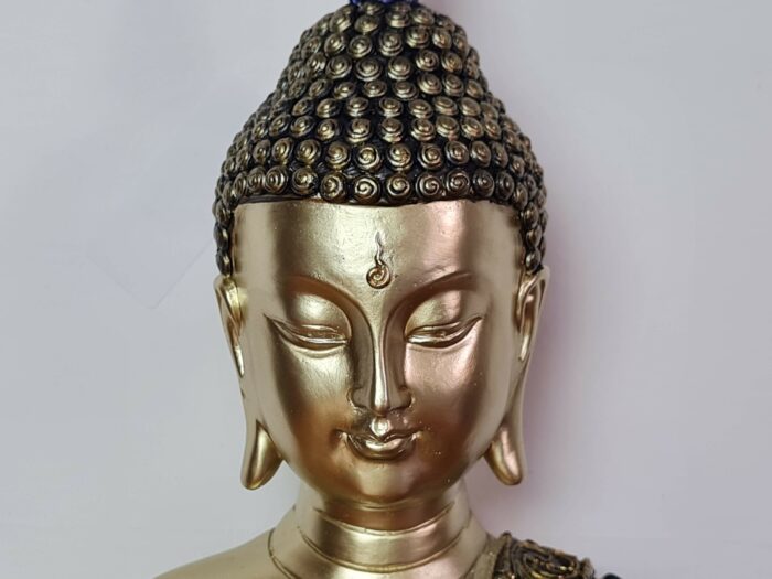 Estátua de Buda tailandês pintura especial e vestuário de tecido real 34cm