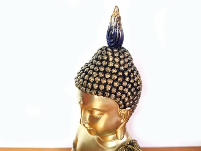 Estátua de Buda tailandês pintura especial e vestuário de tecido real 34cm
