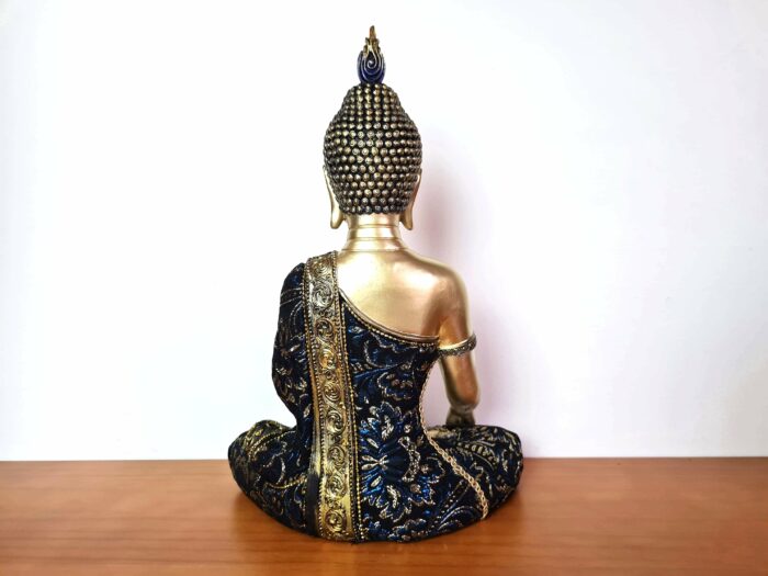 Estátua de Buda tailandês pintura especial e vestuário de tecido real 34cm