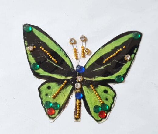 Tatuagem indiana de borboleta com aplique de pedras verde