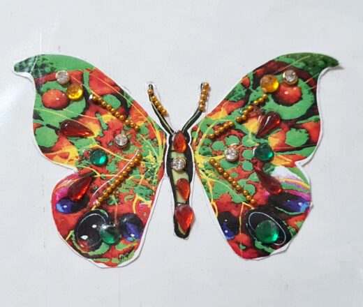 Tatuagem indiana de borboleta com aplique de pedras color III