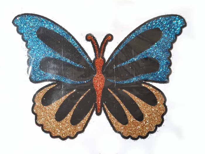 Tatuagem adesiva indiana de borboleta azul e dourada