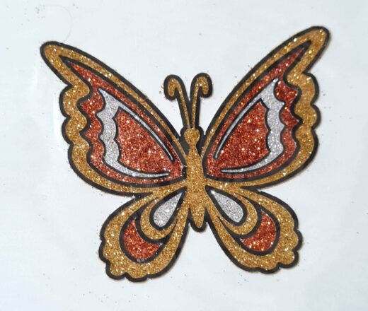 tatuagem indiana de borboleta com glitter dourada e laranja II