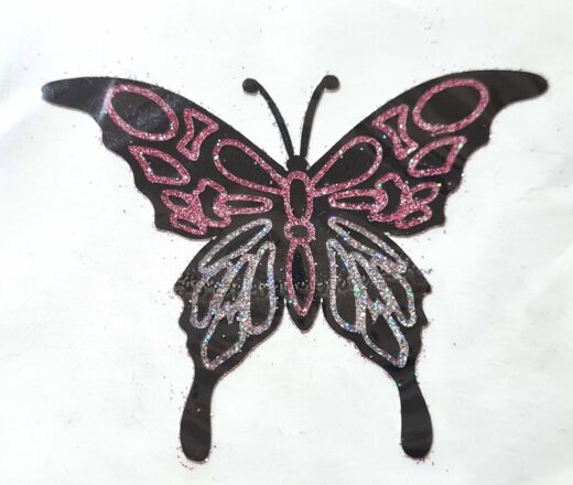 Tatuagem adesiva indiana de borboleta rosa e lilás II