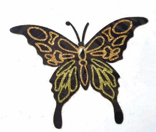 tatuagem indiana de borboleta com glitter laranja e amarelo