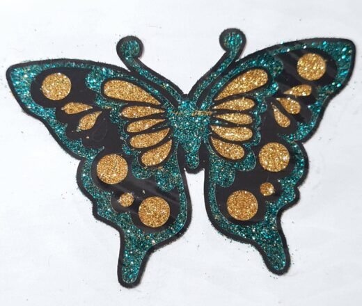 Tatuagem adesiva indiana de borboleta verde e dourada