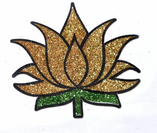Tatuagem indiana de flor com glitter dourada