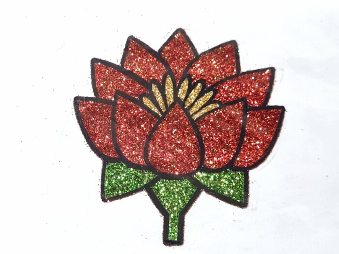 20250212_151053 Tatuagem indiana de flor com glitter laranja