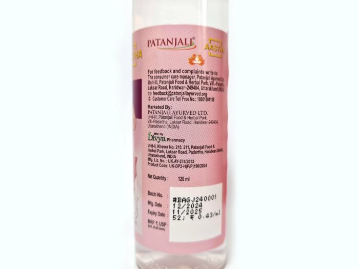 Patanjali Divya Gulab Jal água de rosas natural 120ml
