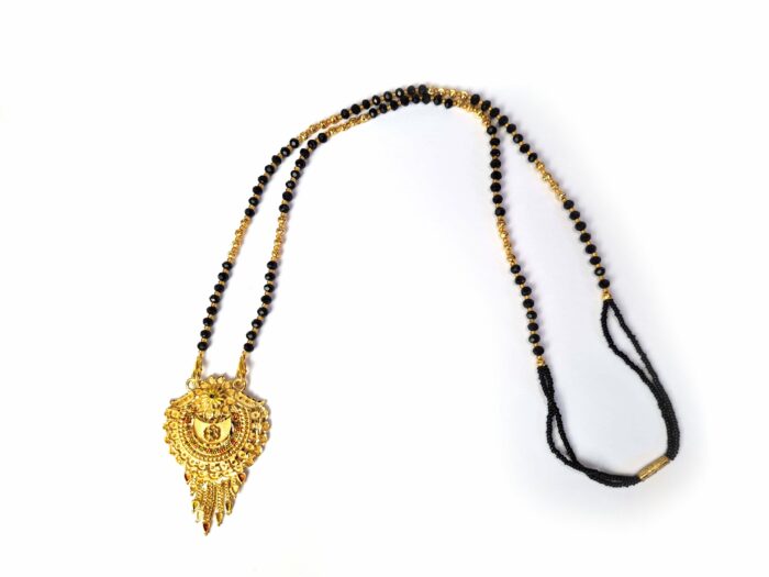 Mangal Sutra colar sagrado dourado com contas pretas 40cm