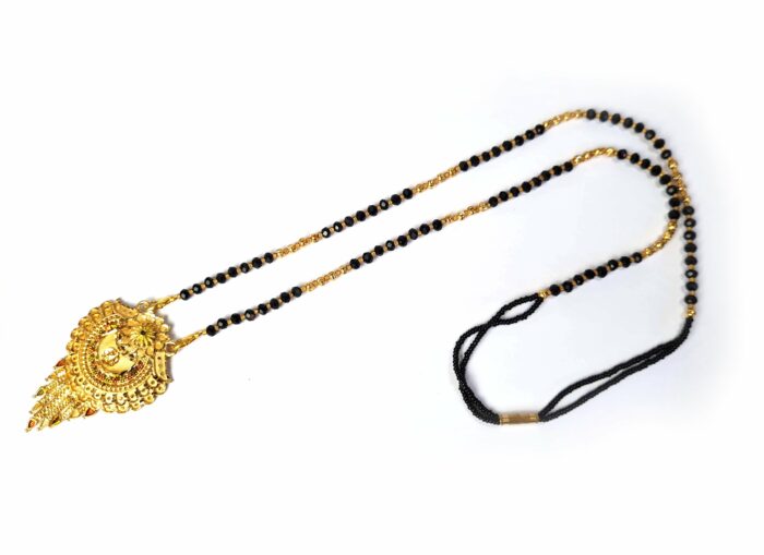 Mangal Sutra colar sagrado dourado com contas pretas 40cm
