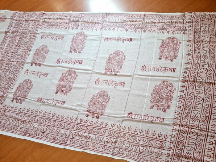 Chadar indiano (manto de oração) de Ganesha branco