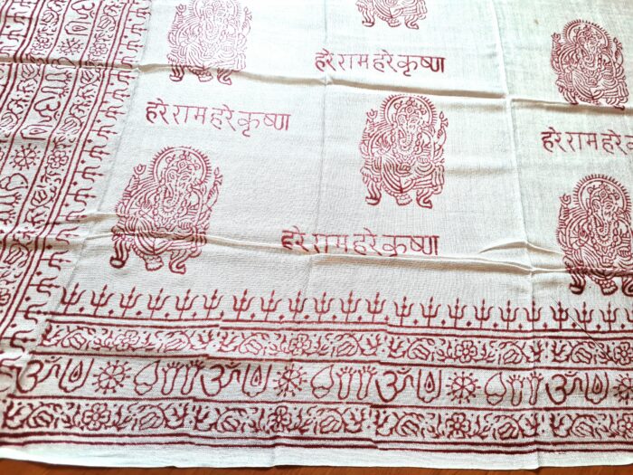 Chadar indiano (manto de oração) de Ganesha branco