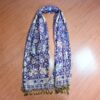 Lenço indiano dupla face clássico estampa de elefantes azul e creme