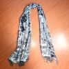Echarpe indiana algodão com viscose dupla face estampa floral com preto e branco