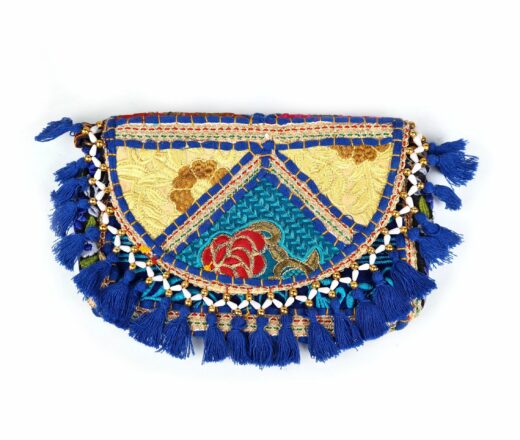 Bolsa indiana Banjara 100% bordada a mão azul e coloridos