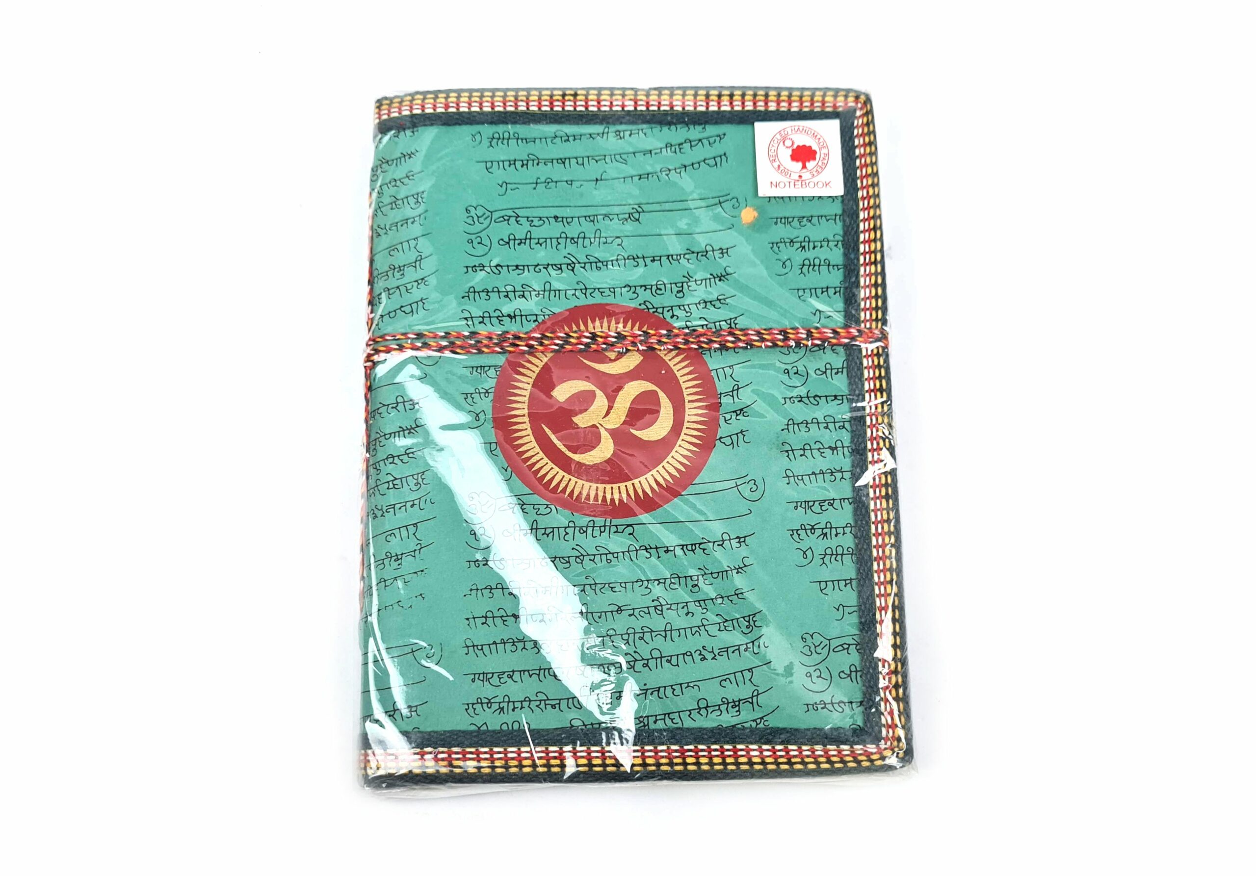 Caderno indiano artesanal estampa de OM 20x15cm verde