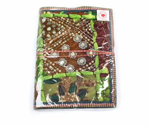 Caderno indiano artesanal estampa de patchwork hindu 20x15cm verde