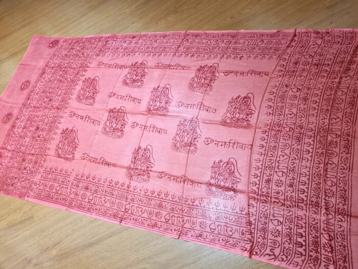 Chadar indiano (manto de oração) de Shiva rosa coral