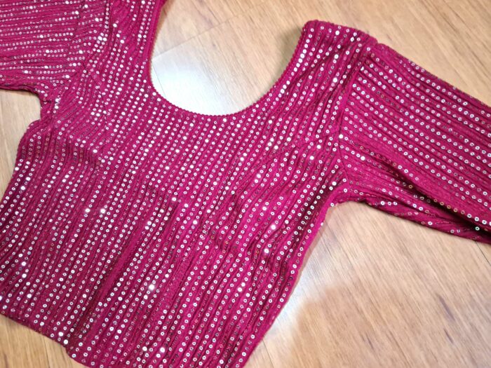 Choli para usar com Saree vermelho com lantejoulas douradas
