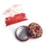 Kit kumkum com latinha indiana laranja decorada com miçangas e pedrarias