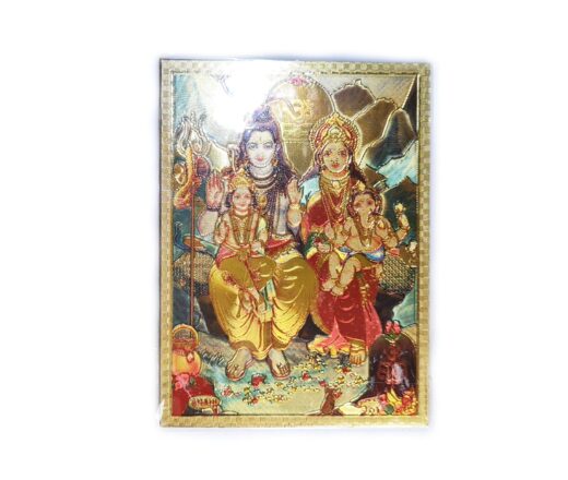 Ímã de geladeira dourado com Shiva e família com lingam