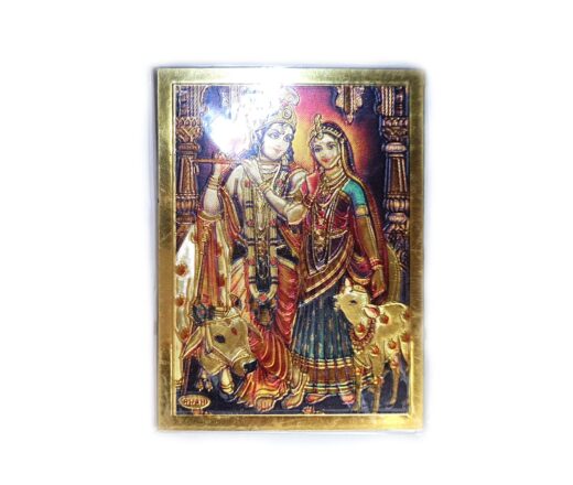 Ímã de geladeira dourado Radha e Krishna